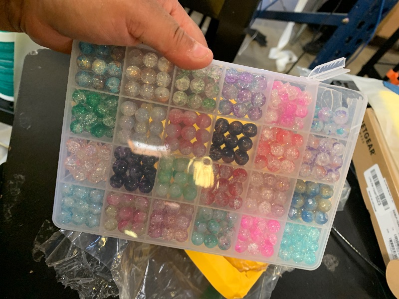 Photo 1 of 10mm Crackle Glass Beads for Jewelry Making 600pcs Assorted Panited Handcrafted Round Beads for Bracelet Lampwork Smooth Loose Beads Spacer Necklace Earring & DIY Crafts Beads Supplies