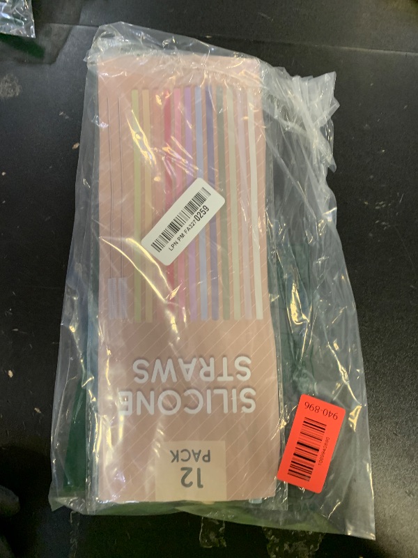 Photo 1 of 12-Pack Silicone Reusable Straws for Stanley 40 oz 30 oz Cup Tumbler, 12.2 inch Long Replacement Straws with 2 Cleaning Brushes