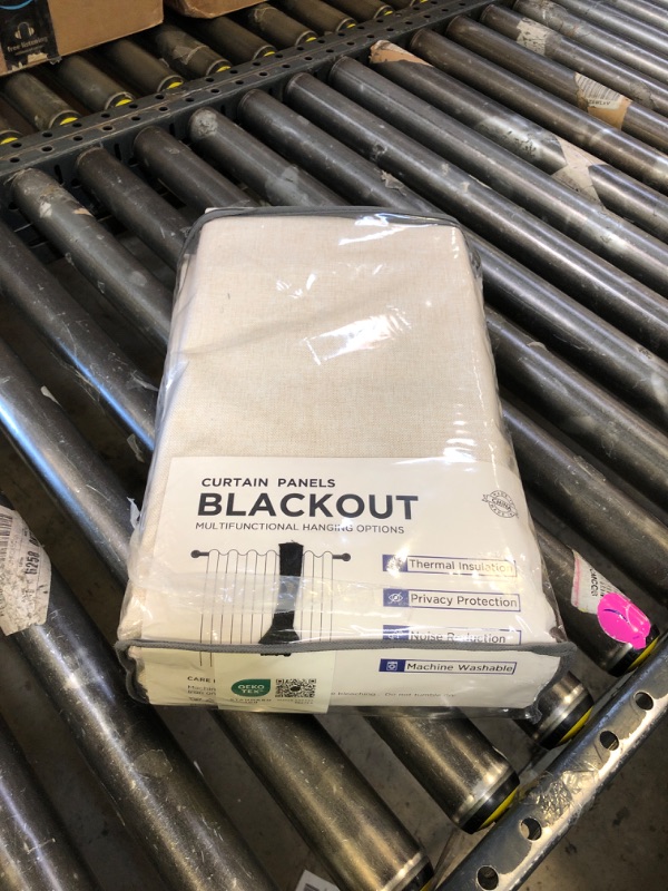 Photo 1 of 100% Blackout Shield Linen Blackout Curtains for Bedroom 108 Inches Long, Back Tab/Rod Pocket Living Room Drapes, Thermal Insulated Blackout Curtains 2 Panels Set, 50" W x 108" L,Cream