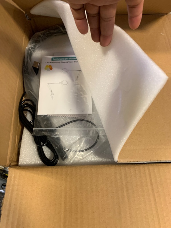 Photo 1 of 10X Magnifying Glass with Light and Stand, 24" Flexible Gooseneck 3-in-1 LED Floor Lamp, Optical-Grade Real Glass Lens, 5 Color Modes Stepless Dimmable, Lighted Magnifier Hands Free for Close Work