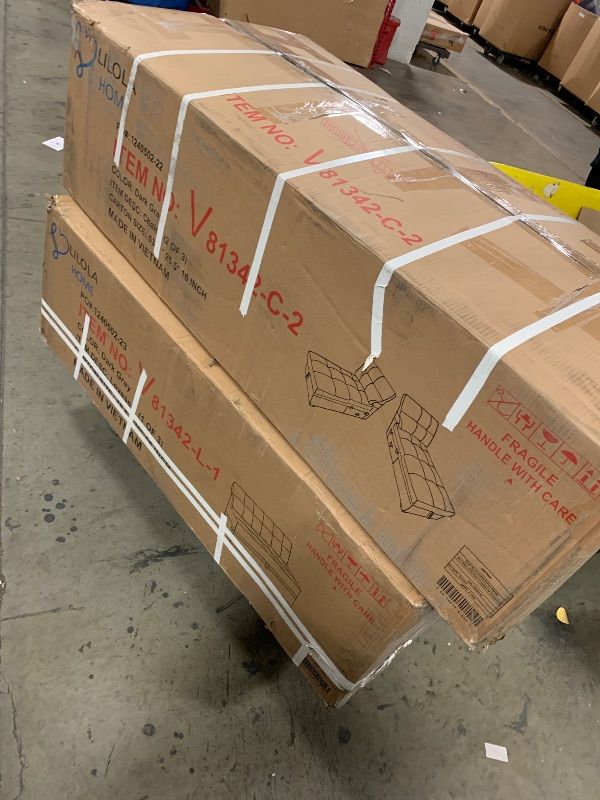 Photo 1 of *PLEASE READ NOTES* Lilola Home Callie 60" W Gray Woven Fabric Loveseat – Compact 2-Seater Couch with Tufted Seat and Track Arms for Apartments or Guest Rooms