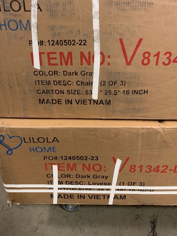 Photo 1 of *PLEASE READ NOTES* Lilola Home Callie 60" W Gray Woven Fabric Loveseat – Compact 2-Seater Couch with Tufted Seat and Track Arms for Apartments or Guest Rooms