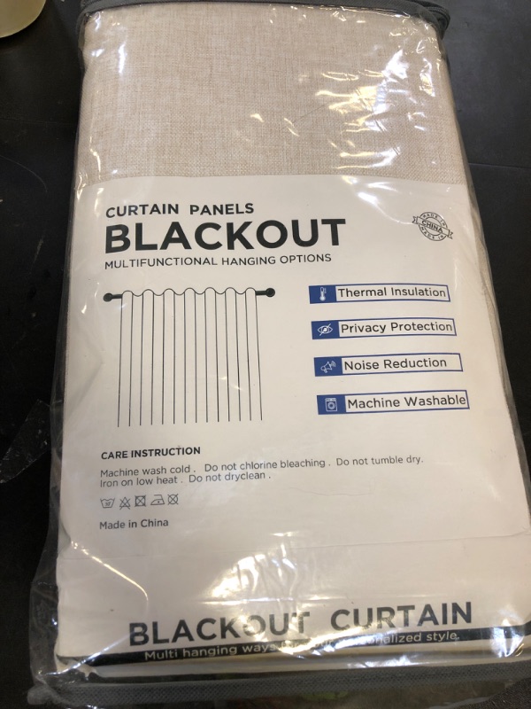 Photo 1 of 100% Blackout Shield Linen Blackout Curtains for Bedroom 96 Inches Long, Back Tab/Rod Pocket Living Room Drapes, Thermal Insulated Blackout Curtains 2 Panels Set, 50" W x 96" L,Cream