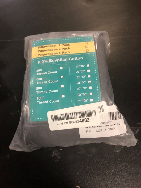 Photo 1 of 100% Egyptian Cotton Pillow Protectors Set of 4, 600 Thread Count King Size Bed Pillow Cases with Zipper, Sateen Weave Cooling Pillow Cases Quiet and Breathable Easy Care (4PCS, King, Dark Grey)