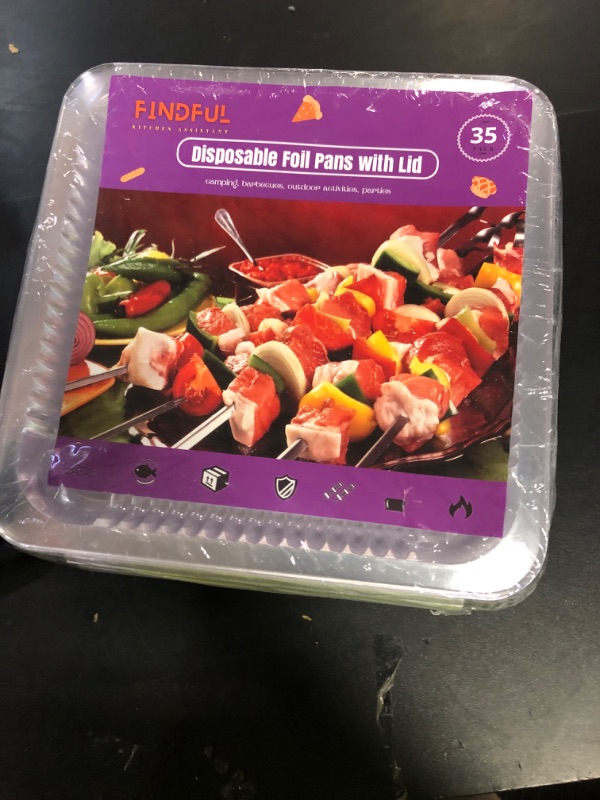 Photo 1 of (35 Pack) 8x8 Square Aluminum Baking Cake Pans with Clear Plastic Lids - Foil Pans with Lids - Disposable Food Containers Great for Cooking, Heating, Storing, Prepping Food