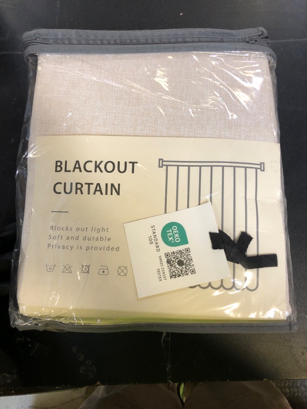 Photo 1 of 100% Blackout Shield Linen Blackout Curtains for Bedroom 96 Inches Long, Back Tab/Rod Pocket Living Room Drapes, Thermal Insulated Blackout Curtains 2 Panels Set, 50" W x 96" L,Cream