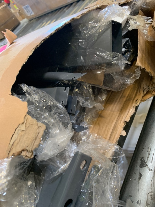 Photo 1 of **DAMAGE, SOLD FOR PARTS** DHP King Metal Canopy Bed, Modern Design with Built-In Headboard, Sturdy Frame, No Box Spring Needed, Gunmetal Gray