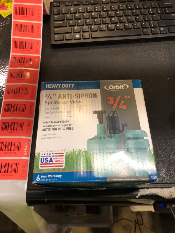 Photo 1 of 1-Pack Orbit 57623 3/4" FPT 100 Series Anti-Siphon Automatic Sprinkler Valve with Flow Control