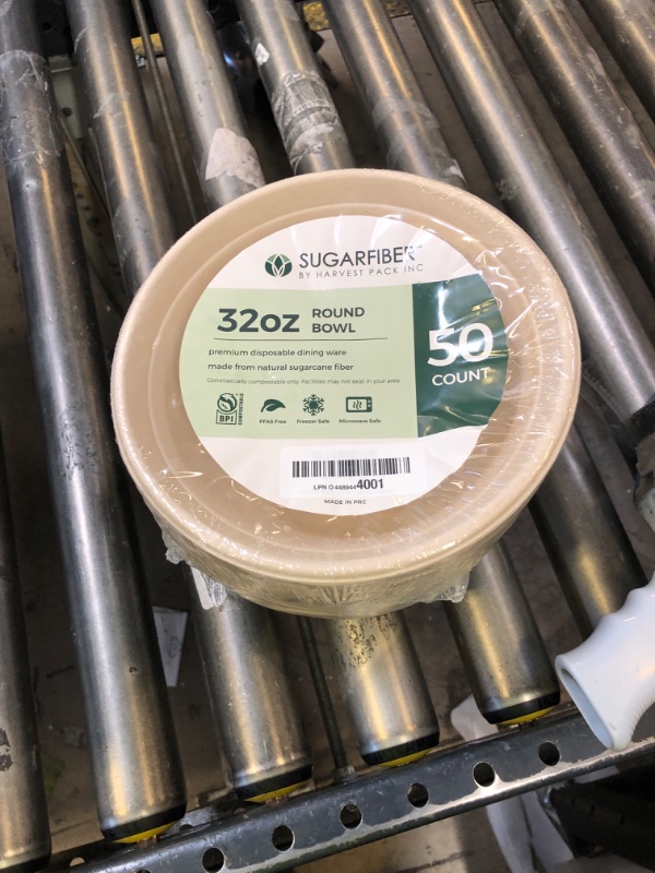 Photo 1 of [50 COUNT]Harvest Pack PFAS FREE 32oz Round Paper Bowls, Compostable Heavy-Duty Eco-Friendly Disposable Bagasse Large Soup Bowls, sugarcane made for Meal Prep Takeout Dinnerware, Microwave Safe