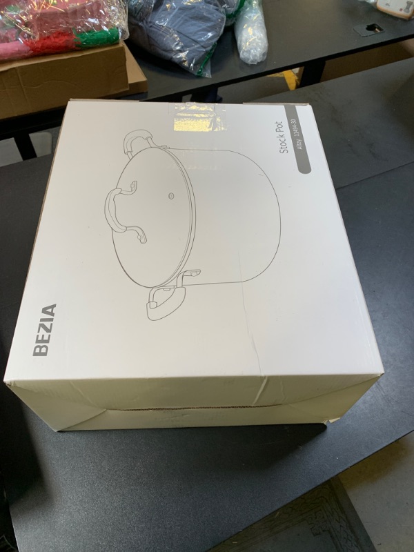 Photo 1 of 12 Quart Pot with Lid, BEZIA Ceramic Nonstick Stock Pot with Lid, Induction Ready, Large Cooking Pot with Silicone Handle, Compatible with All Cooktops, Dishwasher Safe