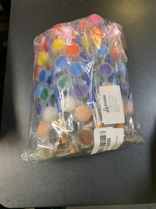 Photo 1 of 10 Pack Washable Acrylic Paint Set for Kids Arts and Crafts,140 PCS Gouache Watercolor Paint Sets of 12 Colors for Party Classroom Painting Supplies, 10 Pairs Flat and Pointed Brushes