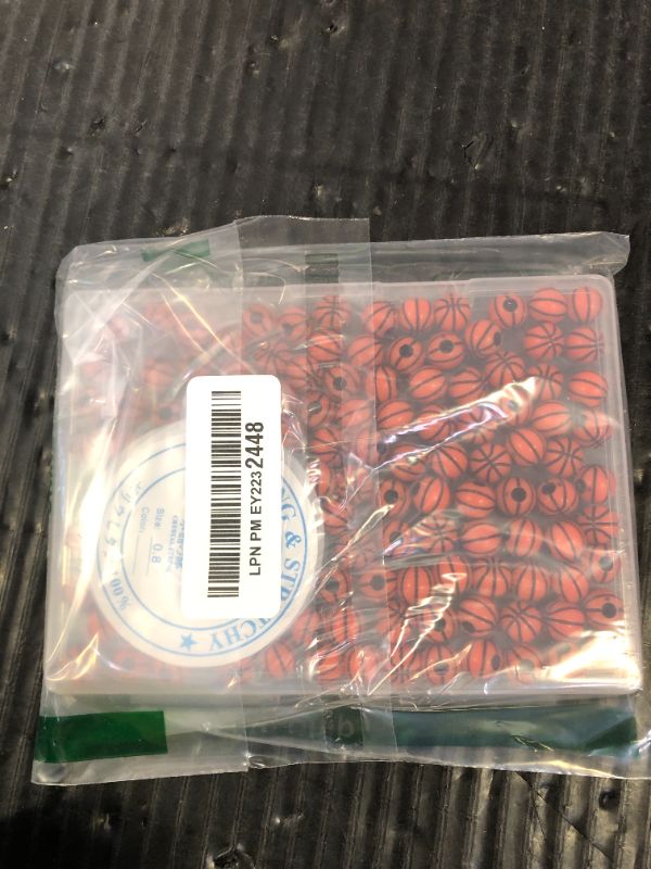 Photo 1 of 100pcs Basketball Beads with 5.5 Yard Elastic Rope,Acrylic Sports Beads DIY Spacer Bead for Necklace Bracelet Keychains Handmade Jewelry Making Accessories Craft Supplies,12mm(Basketball)