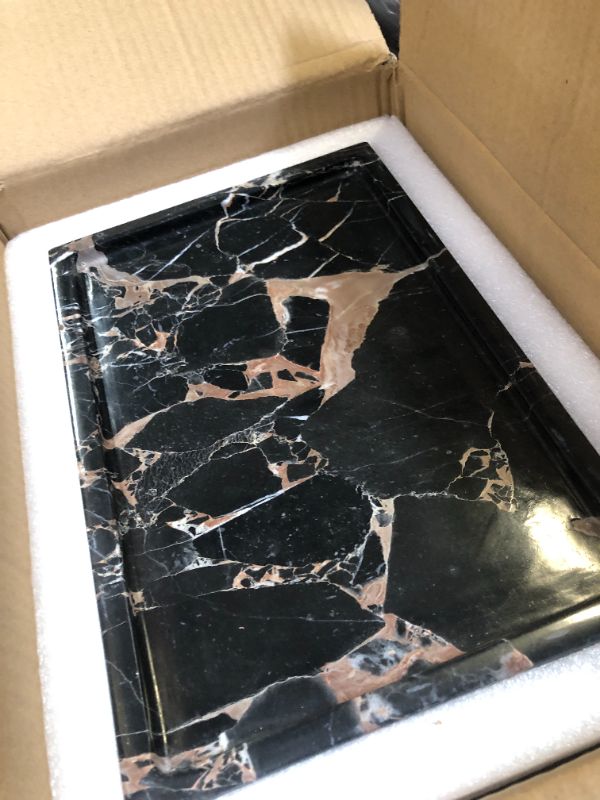 Photo 1 of 100% Natural Marble Serving Tray Luxury Calaccata Viola Marble Storage Tray for Home Decor Stone Tray for Bathroom/Kitchen/Vanity/Dresser,Plate Holder for Tissues, Candles, Towel