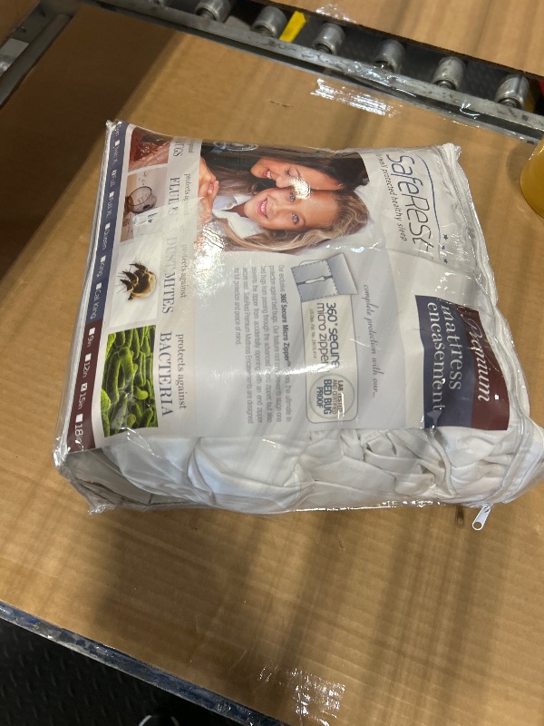 Photo 1 of **MAJOR DAMAGE**
SafeRest Zippered Mattress Protector - Premium 12-15 Inch Waterproof Mattress Cover for Bed - Breathable, Noiseless Washable Mattress Encasement - Full