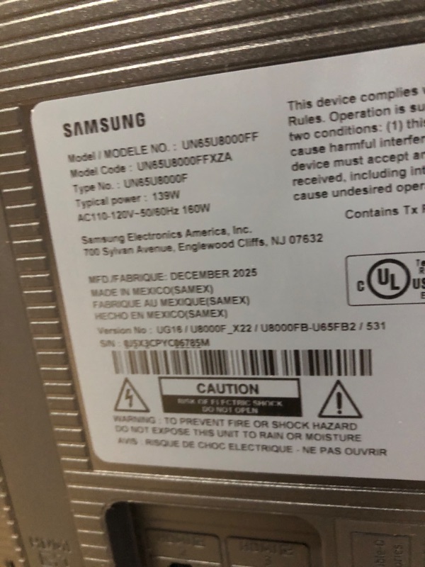 Photo 1 of ****DAMAGED SCREEN****Samsung 65-Inch Class Crystal UHD U8000F 4K Smart TV (2025 Model) Endless Free Content, Crystal Processor 4K, MetalStream Design, Knox Security, Alexa Built-in