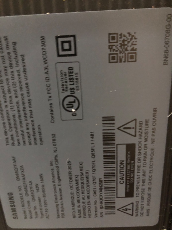 Photo 1 of ****damaged screen sold for parts*****Samsung 65-Inch Class QLED Q7F Series Samsung Vision AI Smart TV (2025 Model, 65Q7F) Quantum HDR, Object Tracking Sound Lite, Q4 AI Gen1 Processor, 4K upscaling, Gaming Hub, Alexa Built-in