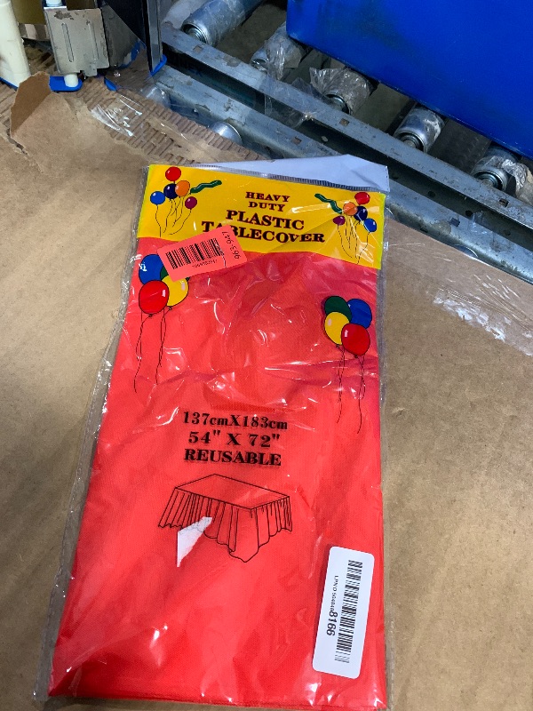 Photo 1 of 1 Piece Red Polka Dot Rectangle Tablecloth - 54x72“ Decorative & Stain Resistant Table Cloth with Polka Dot Pattern, Table Cover for Dining Table, Buffet, Wedding, Camping, Party & Wedding