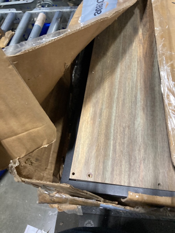 Photo 1 of ***FINAL SALE*** VASAGLE Side End Table with Charging Station, Slim Nightstand with 2 Drawers, Narrow Bedside Table for Living Room, Small Spaces, Turquoise Brown and Ink Black ULET321B60