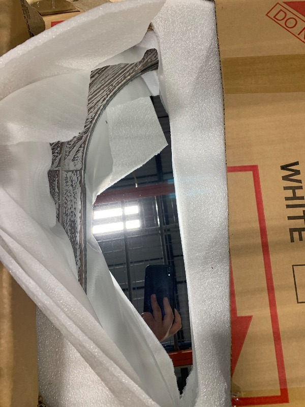 Photo 1 of ***SIMIAR*** Arched Full Length Mirror with Solid Wood Frame, 65x22 Farmhouse Wall Mirror Full Length with Stand, Vertical Hanging, Leaning Standing for Bedroom, Living Room, Rustic White