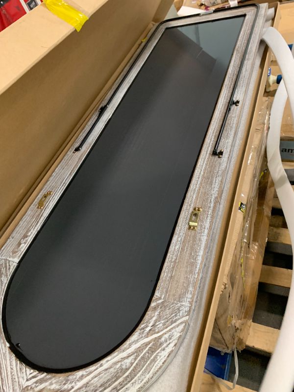 Photo 1 of ***SIMIAR*** Arched Full Length Mirror with Solid Wood Frame, 65x22 Farmhouse Wall Mirror Full Length with Stand, Vertical Hanging, Leaning Standing for Bedroom, Living Room, Rustic White