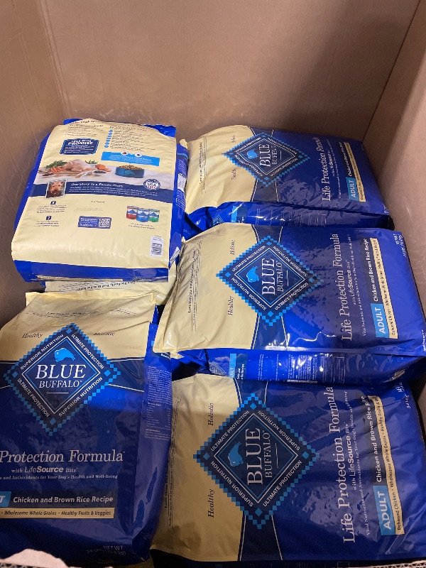 Photo 1 of **PALLET of Dog Food Blue Buffalo Life Protection Formula Adult Dry Dog Food, Helps Build and Maintain Strong Muscles, Made with Natural Ingredients, Chicken & Brown Rice Recipe, 34-lb. Bag