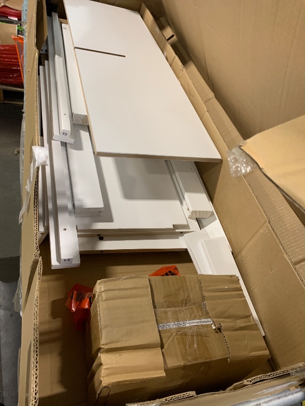 Photo 1 of (4/10/2026 ***FINAL SALE/NO RETURN, SOLD AS PARTS***)
*** MISSING***Merax Queen Size Murphy Bed Wall Bed with Top Cabinets and Shelves, Space-Saving Design Foldable Platform Bed Frame, Multifunctional Bed for Bedroom, Guest Room, Home Office, White (Chevr
