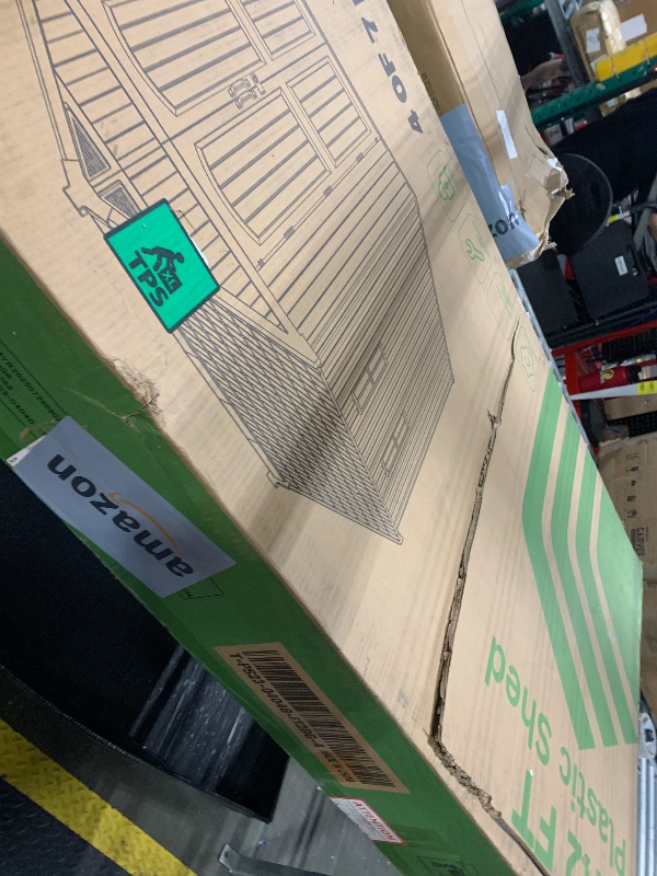 Photo 1 of ****PARTIAL SET, BOX 4 OF 7 ONLY**** Patiowell 8x12 FT Outdoor Storage Shed, Plastic Shed Resin Garden Shed with Floor & Window & Lockable Door for Patio Furniture, Backyard Tools, Bicycles & Lawnmower, Beige