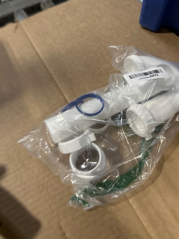Photo 1 of (1 Pack) Yariwiz White P Trap 1 1/2 Inch for Bathroom Kitchen Sink Drain Pipe Tubular Kit with White Threaded Adapter and Blue TPE Washer KSD-001W