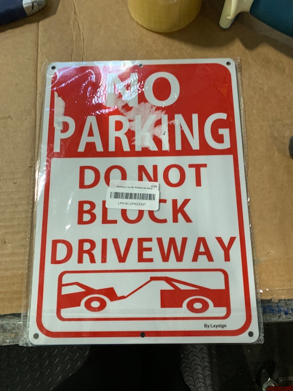 Photo 1 of (2Pack) Lxysign No Parking Signs Do Not Block Driveway Signs, | 10 x 14 Inches Engineer Grade Reflective Aluminum, Built to Last, Rust-Proof, Weather Resistant, Easy to Mount