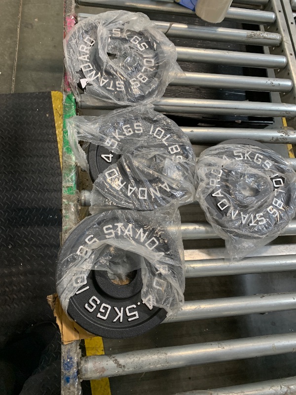 View 2 of ?45LB Pair?2" Cast Iron Weight Plates | (2 x 45LB) Black Plates with Silver Numbers | For Standard Barbell Bars & Home Gyms