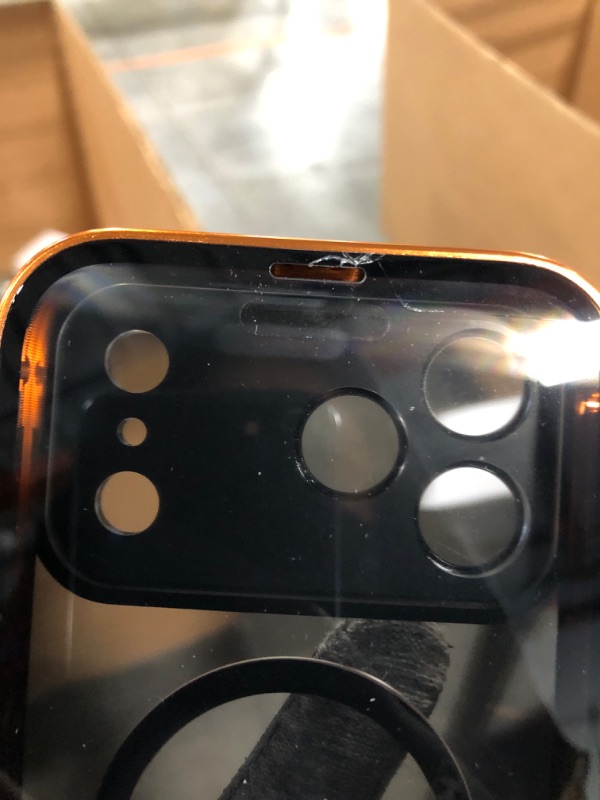 Photo 3 of [Full Camera Protection& Mechanical Lock]Magnetic Privacy Case for iPhone 17 Pro Max[Compatible with MagSafe] [CD Metal Ring]Full Body Shockproof Metal Bumper, 9H Anti Peeping Glass Cover-Orange