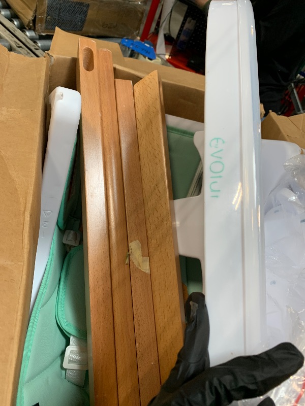 View 3 of ** VERY USED** évolur Zoodle 3-in-1 High Chair in Mint | Convertible Wooden Baby Feeding Chair with Dishwasher Safe Removable Tray, Adjustable Footrest, Padded Cushion, 5-Point Harness for Infants & Toddlers