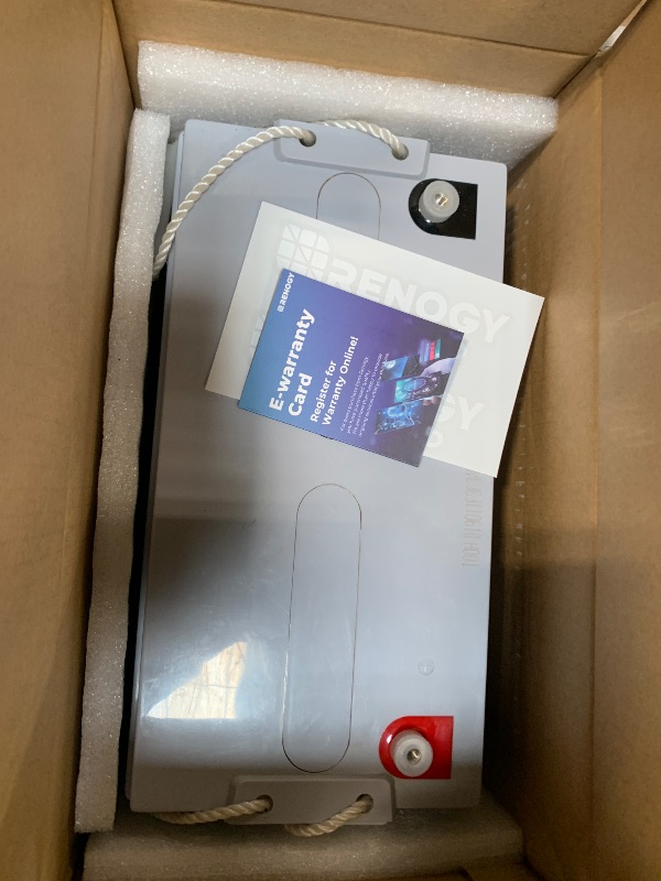 Photo 1 of **MAJOR DAMAGE & Untested**
Renogy Deep Cycle AGM 12 Volt 100Ah Battery, 3% Self-Discharge Rate, 1100A Max Discharge Current, Safe Charge Appliances for RV, Camping, Cabin, Marine and Off-Grid System, Maintenance-Free