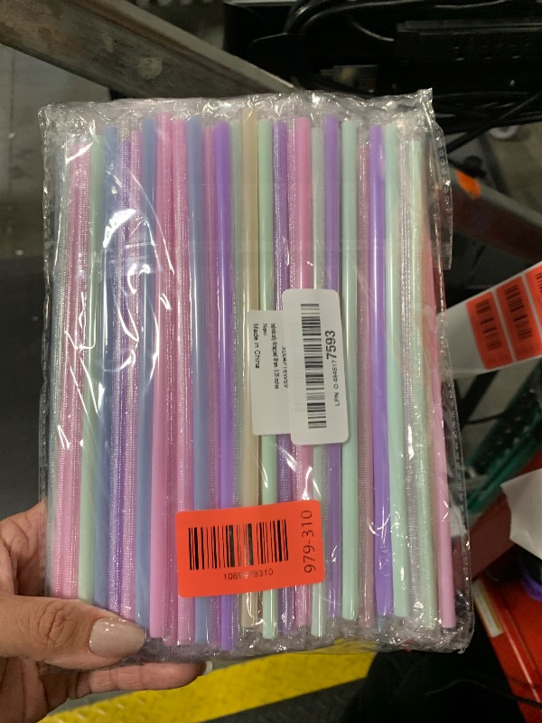 Photo 1 of [Individually Wrapped] 100Pcs Disposable Plastic Drinking Straws - 8.26" Long and 0.24 Diameter Colorful Cute Straws for Juice,Coffee,Milk,Cocktail, Bachelorette/Birthday Party, Bridal/Baby Shower