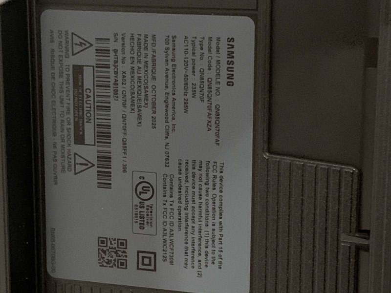 Photo 1 of **FACTORY SEALED** **NOT TESTED** Samsung 85-Inch Class Neo QLED QN70F 4K Mini LED Smart TV (2025 Model) NQ4 AI Gen2 Processor, Quantum Matrix Technology Slim, Motion Xcelerator 144Hz, Samsung Vision AI, Alexa Built-in