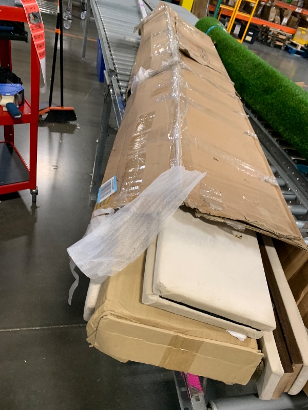 Photo 1 of **this is box 1/2 *** BOX 2/2 is missing**YITAHOME King Size Bed Frame with 58" Tall Headboard, Storage Headboard Bed with USB Charging Stations, Type-C Port, Velvet Upholstered Beds with Deep Button Tufted, No Box Spring Needed, Beige