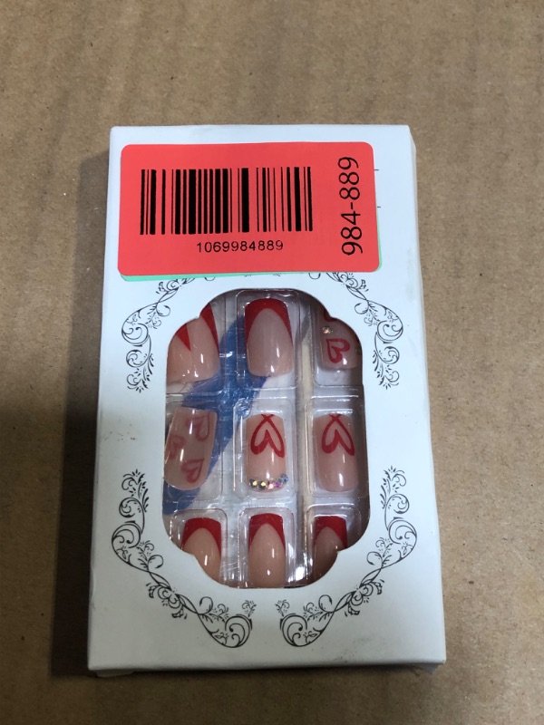 Photo 1 of ***different set/see live pictures**** French Tip Press on Nails Short Square Fake Nails White Flowers Acrylic Nails Glossy Gradient Artificial Nails Bude Nature False Nails Full Cover Glue on Nails for Women Girls Manicure Art 24Pcs