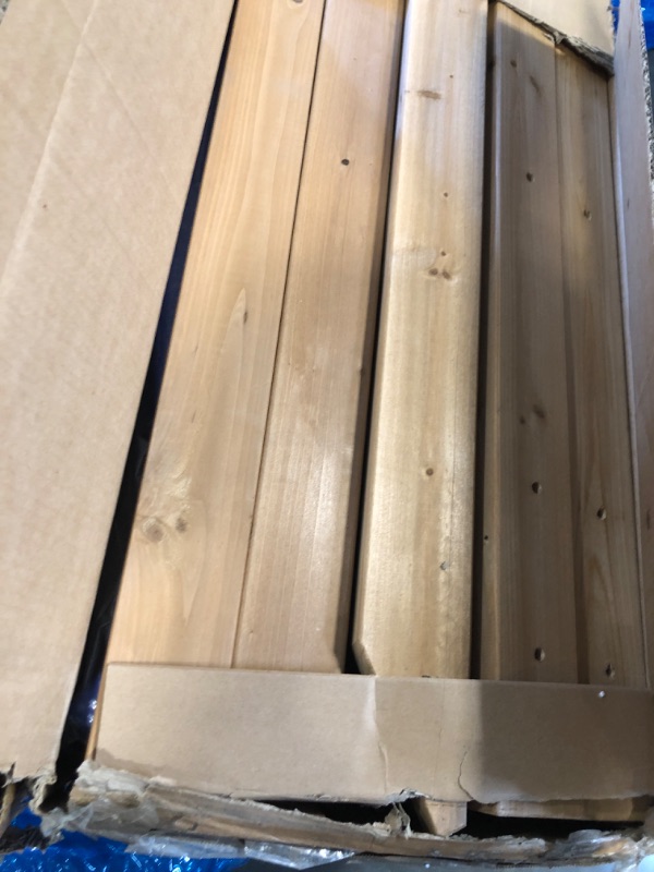 Photo 1 of *** BOX 1 OF 2 **** *** PARTIAL SET MISSING BOX 2 **** Backyard Discovery Bay Pointe Cedar Wood Swing Set with Wave Slide, Play Deck, Rock Wall Ladder, Belt Swings, Chalkboard, Canopy Roof, Outdoor Playset