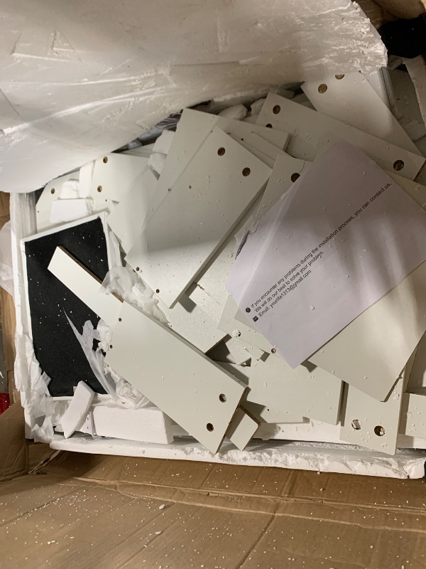 Photo 1 of ** A CRACKED PIECE*** LIVELYGLOW Makeup Vanity Desk Set, White, 35.4“W x 15.7" D x 53.9" H (Large Smart LED Mirror, with Cushion Stool, Hairdryer Rack, Power-Outlet, 4 Drawers)