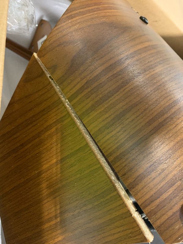 Photo 1 of ***DAMAGED ARMREST*** Armen Living Butterfly Mid-Century Dining Chair in Walnut Finish and Charcoal Fabric