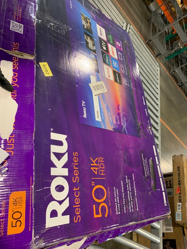 Photo 1 of ****SCREEM DAMAGE****FINAL SALE NO RETURNS*****Roku Smart TV – 50-Inch Select Series, 4K HDR TV – RokuTV with Enhanced Voice Remote – Flat Screen LED Television with Wi-Fi for Streaming Live Local News, Sports, Family Entertainment