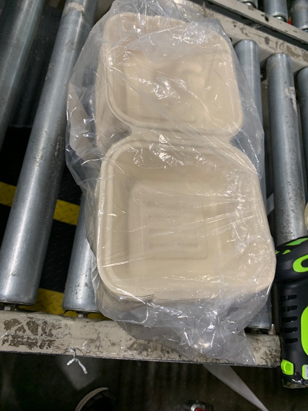 Photo 1 of [50 COUNT]Harvest Pack 6 X 6" Compostable Clamshell Take Out Food Containers, PFAS FREE Square To go Containers with Lids, Heavy-Duty Disposable Bagasse Bento Cake Box, Eco-Friendly Sugarcane Fibers