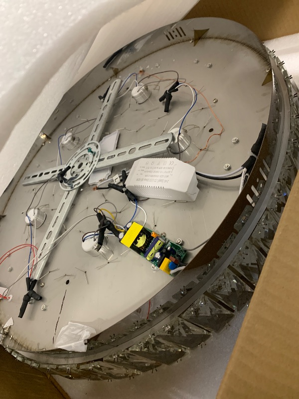 Photo 1 of *MINOR DAMAGE - USED*
Modern Dimmable Led Crystal Chandelier: Flush Mount Crystals Ceiling Light with Remote - 24" Silver Ceiling Lighting Fixtures Round Crystal Chandeliers for Dining Room Bedroom Living Room Entryway