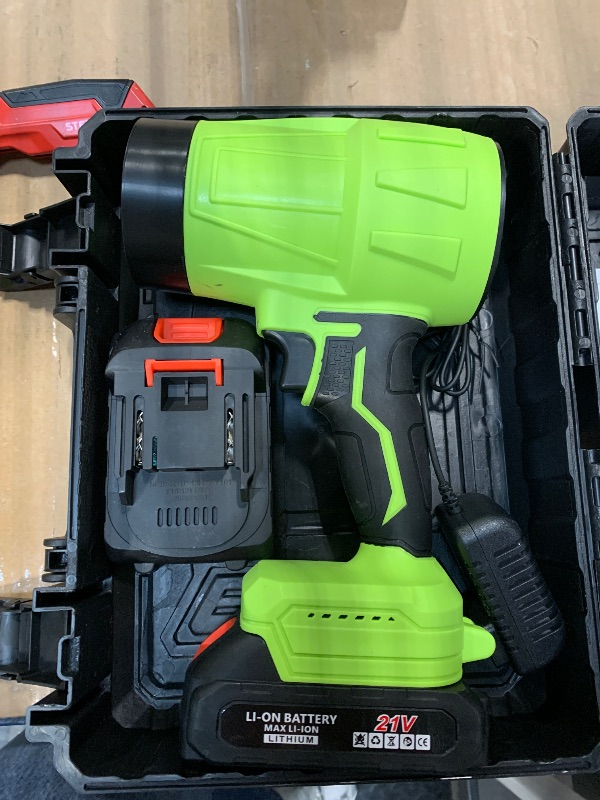 Photo 1 of ** SOLD AS IS, NO REFUND/RETUN** SEE COMMENTS!
990,000 RPM 21V Cordless Leaf Blower with 2×6.0Ah Batteries - Handheld Electric Blower for Patio Cleaning, Car Drying, Leaves and Dust