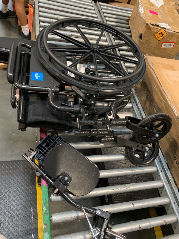 Photo 1 of ***FINAL SALE/NO RETURN, VIEW NOTES*** Medline Comfortable Folding Wheelchair with Swing-Back, Desk-Length Arms and Elevating Footrests, 18”W x 16”D Seat,Black