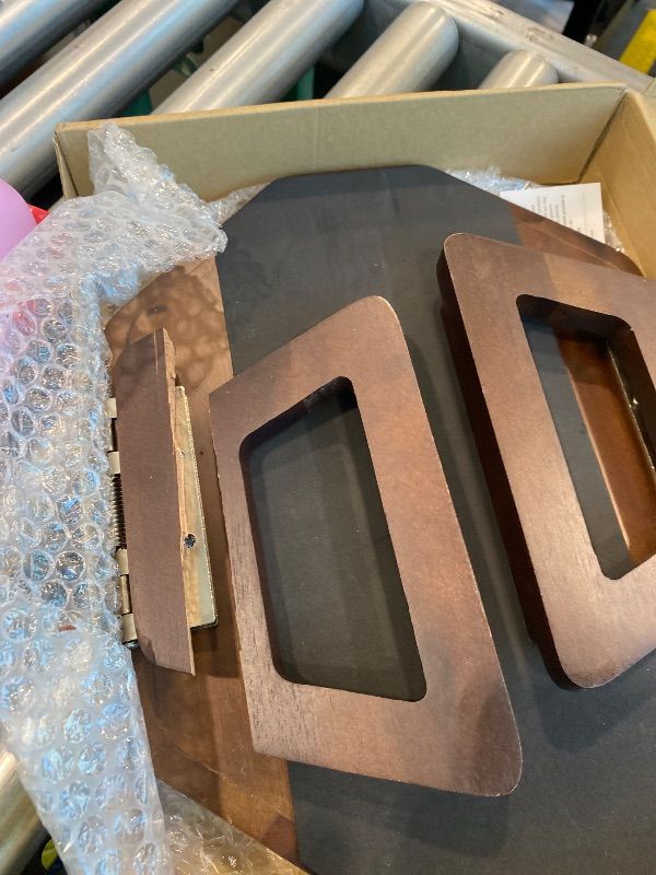 Photo 1 of ***MAJOR DAMAGE*** Tinamo Octagonal Acacia Sofa Arm Tray, Couch Armrest Table with Folding Arms - Couch Accessories, Armchair Caddy, Clip on Tray for Home Sofa Living Room with Adjustable Arm Hinges (Walnut Color)