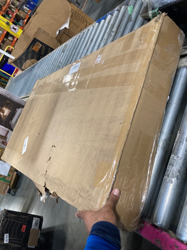 Photo 1 of **MAJOR DAMAGED/check clerk comments**
LINSY HOME Farmhouse Coffee Table with Storage, Wood Coffee Table for Living Room, Open Display Area and Storage Drawers with Metal Handles, Chic Style with Curved Base, Beige