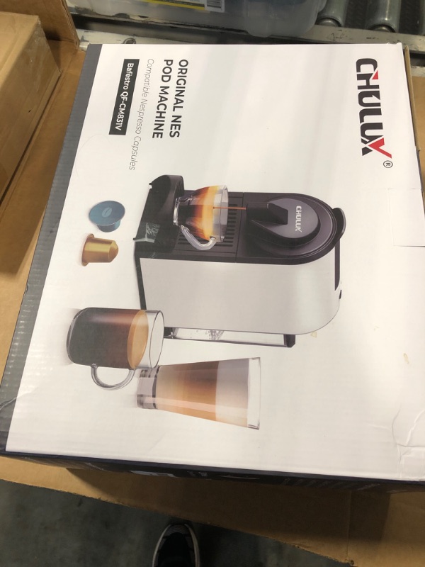 Photo 1 of ** SOLD AS IS NO RETURN/REFUNDS**
CHULUX Mini Espresso Machine, 20 Bar Single Cup Coffee Maker, Dual Brew Modes for Espresso and Lungo, 1400W Fast Brewing, Mystic Black (Upgrade Model)
