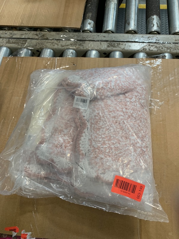 Photo 1 of ***BLUSH/WHITE COLOR MIX*** Laura Ashley Heathered Crochet Border 100% Cotton 20" x 32" Skid-Resistant Bath Rug, Blush Pink