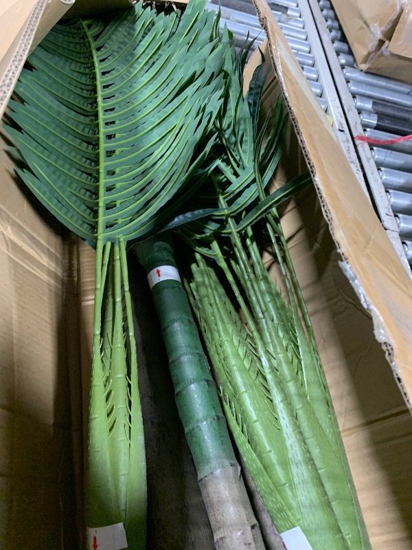Photo 1 of ** FINAL SALE ** NO RETURNS** Erimda 9.1FT Artificial Phoenix Palm Tree Artificial Plants Indoor Outdoor Large Faux Coconut Silk Palm Tree Tropical Fake Tree Faux Sago Palm Plant for Modern Farmhouse Yard Outside Patio Poolside